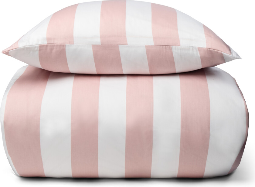Sengetøy i 100% myk og luksuriøs bomullssateng - 200x220 cm - Vakre lyserosa striper - Nordic Stripe sengesett fra By Night