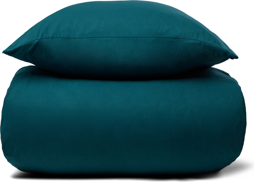 Steinvasket dobbelt sengetøy 200x220 cm - 100% enzymvasket bomull - Firm Petrolfarget - nordstrand home sengesett
