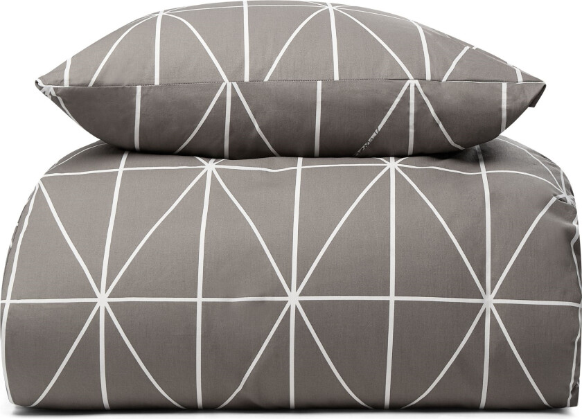 Sengetøy 100 % bomull - 140x200 cm - Lysegrå sengesett med harlekinmønster - Nordstrand Home dynetrekk