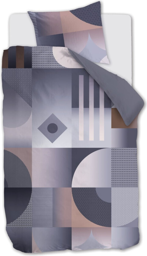 Mønstret økologisk sengetøy 140x220 cm - Vendbart sengesett i 100% økologisk bomullssatin - Robbinson Grey - Beddinghouse sengetøy