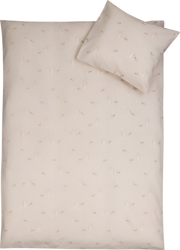 Baby sengetøy 70x100 cm - Beige baby sengesett med kaniner - 100% mykt bomulls sengetøy - Nordstrand Home