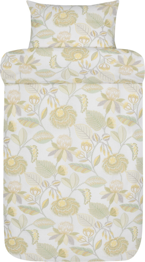 Vevd kreppsengetøy 140x220 cm - Lysegrønt sengesett i 100% myk bomull - Kreppsengetøy - Ingela - Høie Of Scandinavia