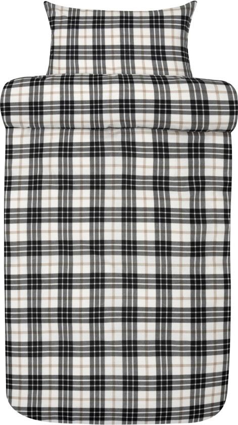 Sängkläder i flanell 140x220 cm - Sort rutet sengesett - 100% bomullsflanell - Lukas Høie of Scandinavia sengetøy