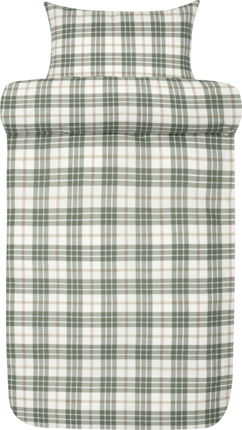 Sängkläder i flanell 140x200 cm - Grønt rutet sengesett - 100% bomullsflanell - Lukas Høie of Scandinavia sengetøy