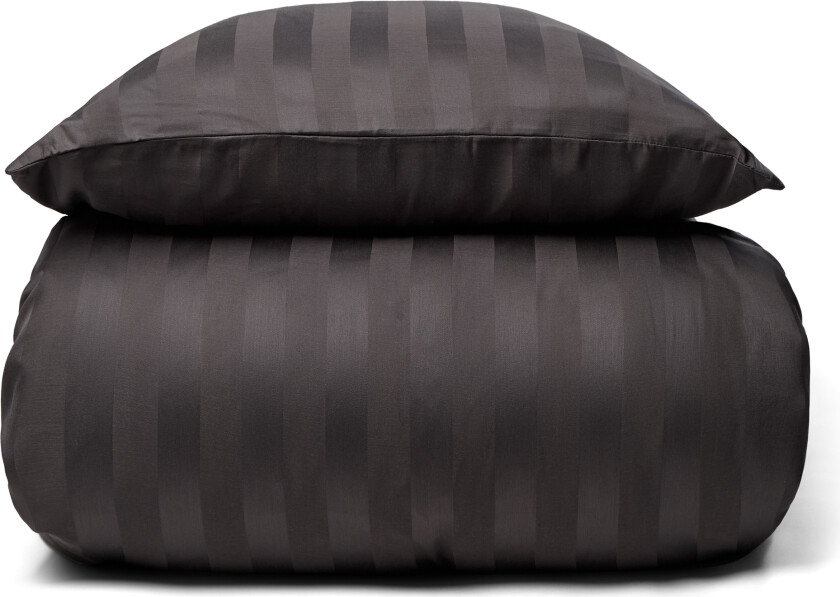 Bambus sengetøy - 140x220 cm - 100% naturlig bambus - Grått, jacquardvevd sengesett med striper