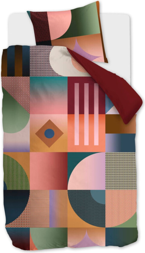 Mønstret økologisk sengetøy 140x200 cm - Vendbart sengesett i 100% økologisk bomullssatin - Robbinson Multi - Beddinghouse sengetøy