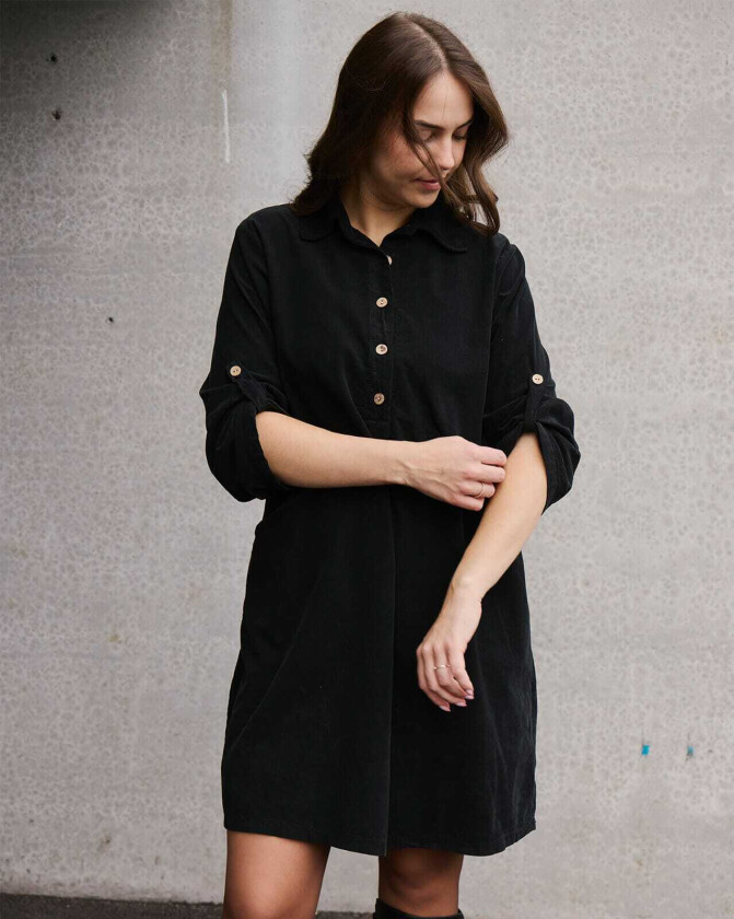 Skjortekjole Randi Babycord, XS, Kjole Svart XS