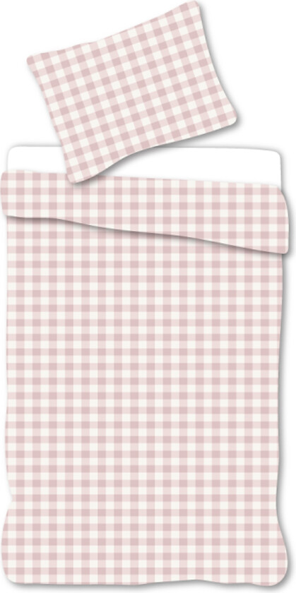 Baby sengetøy 70x100 cm - Sengesett med lyserøde og hvite ruter - 100% mykt bomulls sengetøy