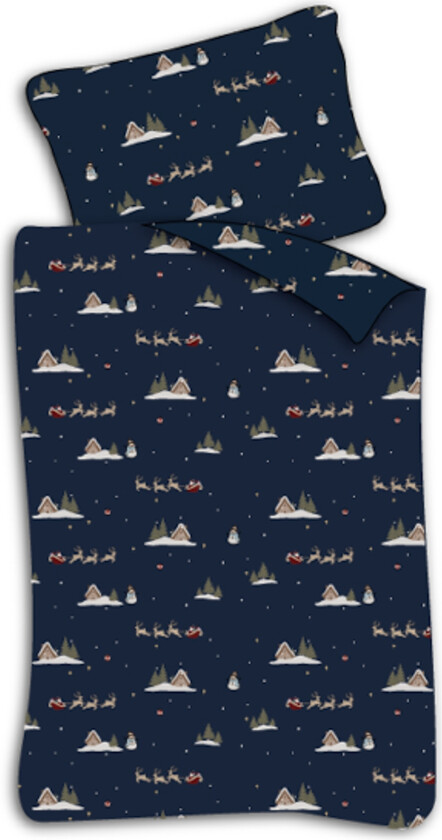 Baby julesengetøy 70x100 cm - Jule sengesett med nissen og reinsdyr - Santa is coming - 100% mykt bomullssengetøy