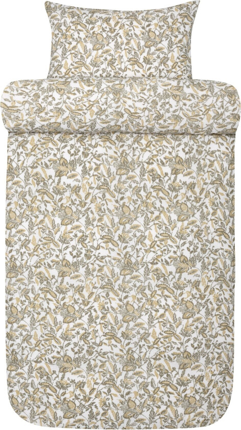 Vevd kreppsengetøy 140x200 cm - Grønt sengesett med blader - 100% myk bomull - Kreppsengetøy - Barbro Høie Of Scandinavia