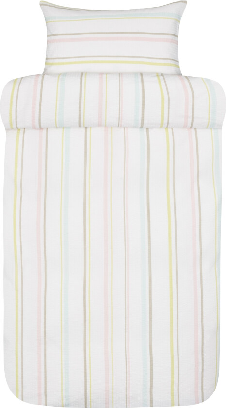Vevd kreppsengetøy - Stripet sengesett i 100% myk bomull - 140x200 cm - Kreppsengetøy - Minna multi - Høie Of Scandinavia