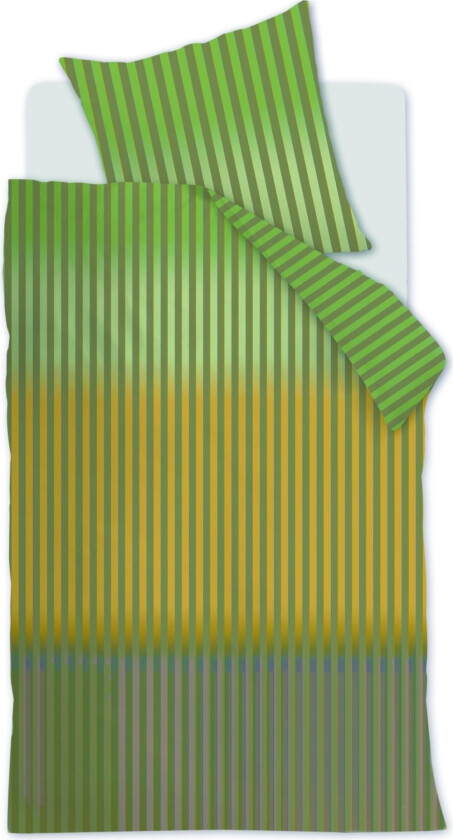 Stripet sengetøy 140x200 cm - Grønt sengesett i 100% ranforce bomull - Jonah Beddinghouse sengetøy
