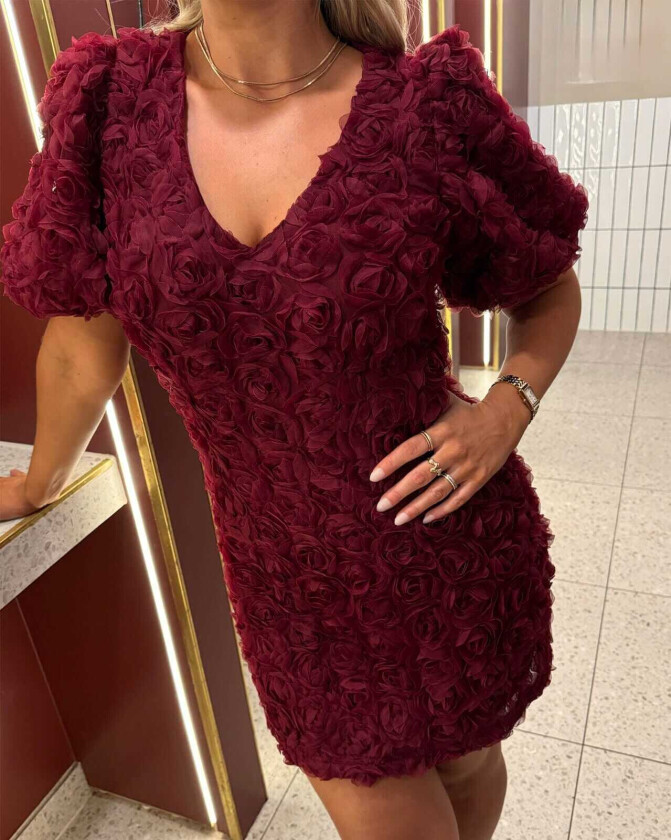 Kjole Silja, M, Kjole Burgunder M