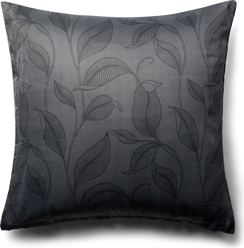 Bilde av Putetrekk 60x63 cm - Sort hodeputetrekk med blader - Sateng putetrekk - IN Style