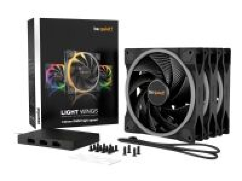 LIGHT WINGS 140mm PWM high-speed Triple-Pack - Kabinettvifte - 140mm - Svart med RGB LED-lys - 31 dBA
