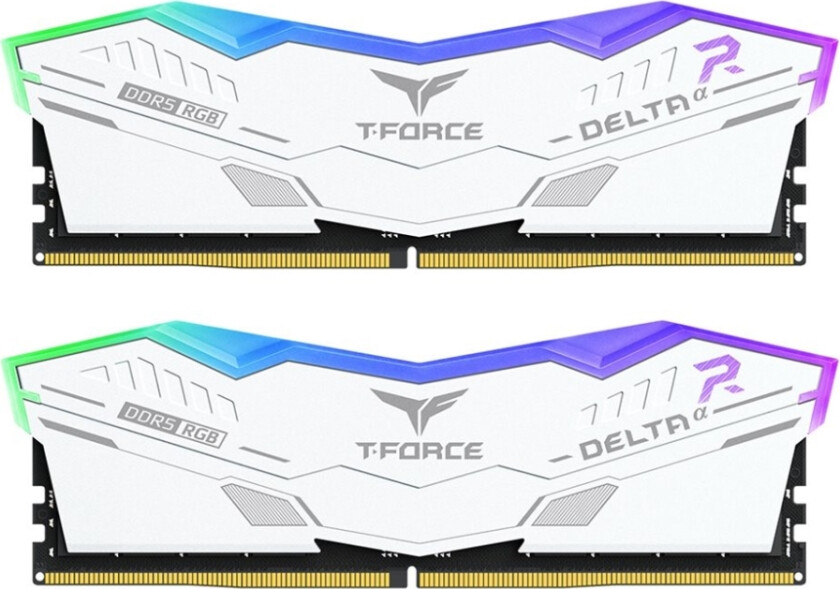 T-Force DELTAa RGB - DDR5 - sett - 32 GB: 2 x 16 GB - DIMM 288-pin - 3000 MHz / PC5-48000 - CL30 - 1.35 V - ikke-bufret - on-die ECC - hvit