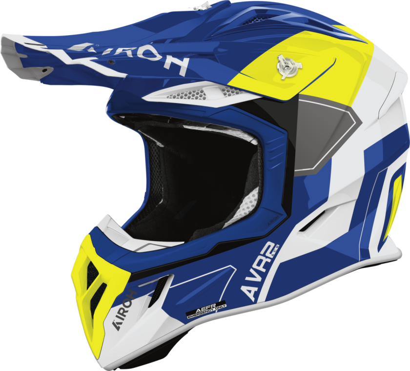 Crosshjelm Airoh Aviator Ace 2 Shield (2026) Blå/gul glansS