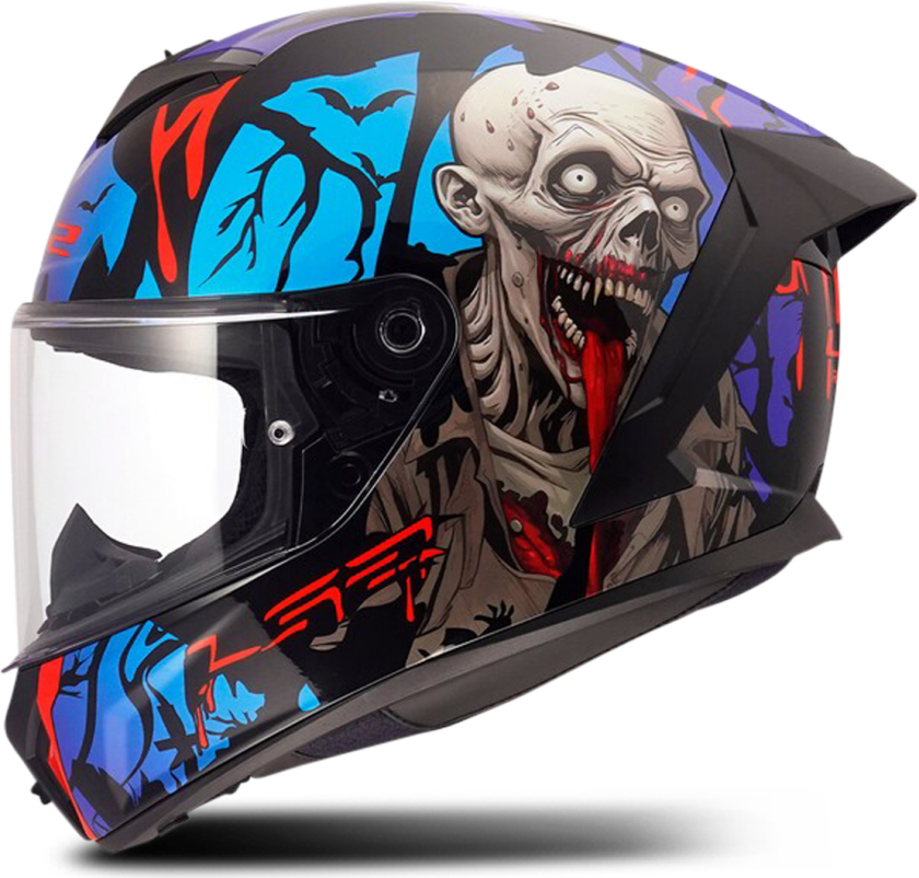 Helhjelm LS2 FF820 Rapid III Zombie II Sort/Rød/BlåXS