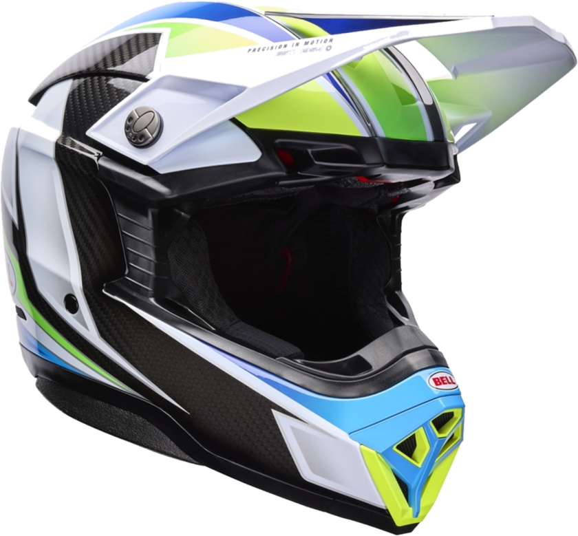 Crosshjelm BELL Moto-10 Spherical Rutenett Hvit/BlåL