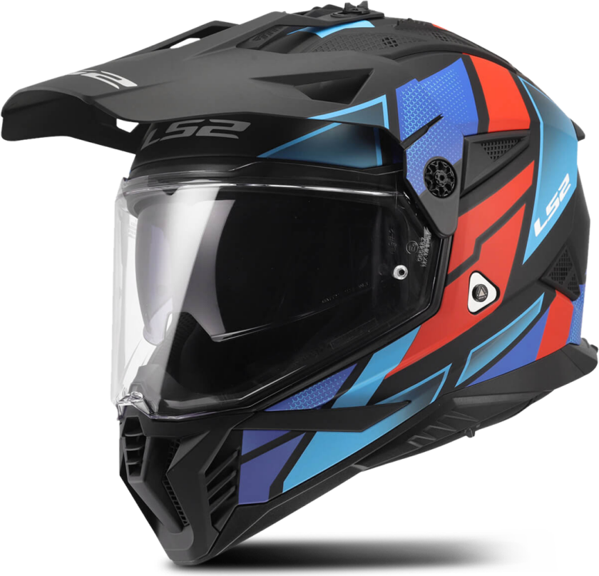 Adventurehjelm LS2 MX702 Pioneer II Block Sort/Rød/BlåXS