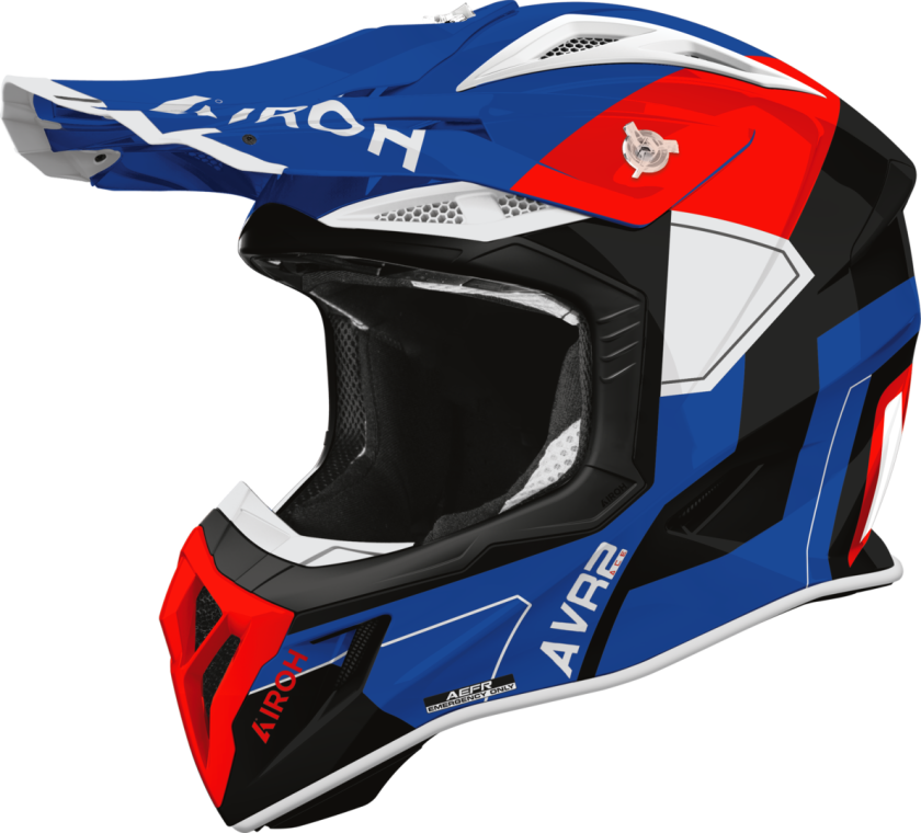 Crosshjelm Airoh Aviator Ace 2 Shield (2026) Blå/rød blankXL