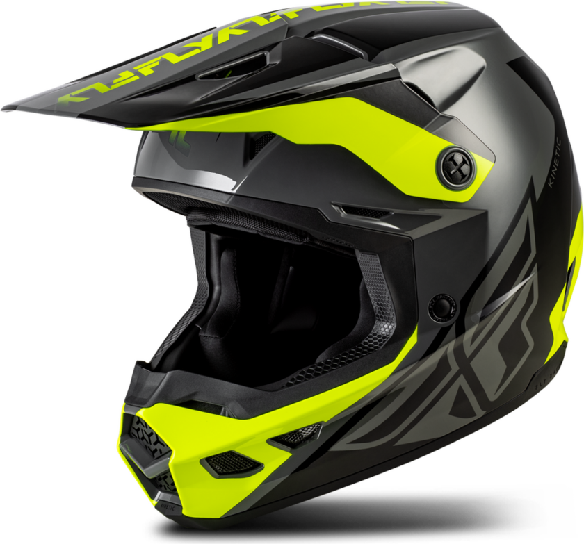 Crosshjelm FLY Racing Kinetic Crest V26 Grå/Svart/Hi-Vis-gulXL