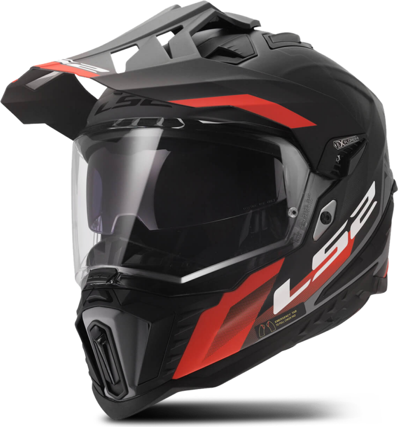 Adventurehjelm LS2 MX701 Explorer Hexa Svart/Rød/GråM