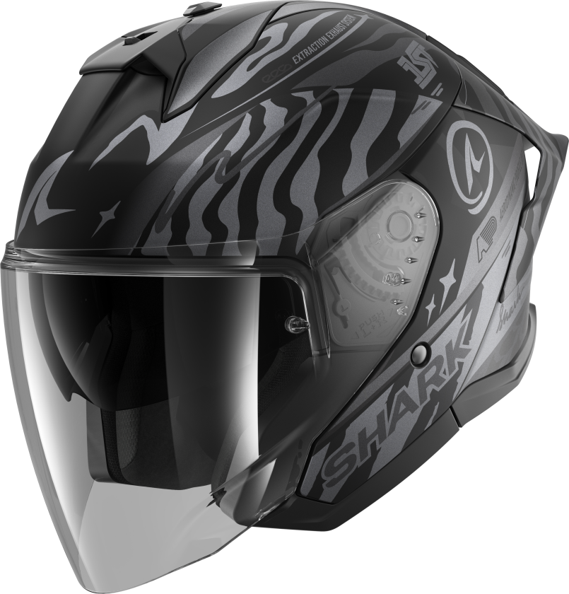 Halvhjelm Shark Jet Cup Speed-Fancy Svart/Antrasitt/SilverS
