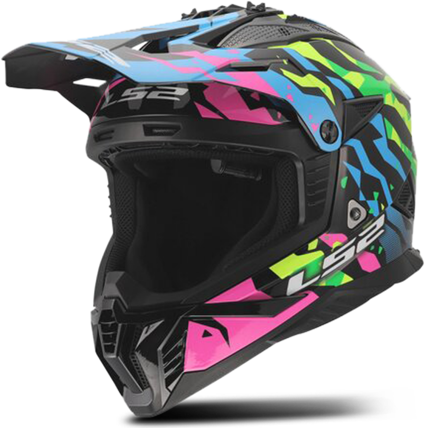 Crosshjelm LS2 MX708 Fast II Grotesk blå/rosa/grønn mattXXL