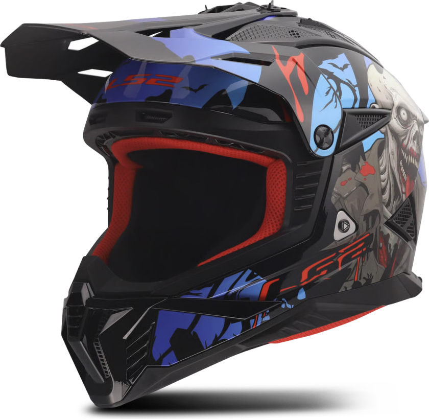 Crosshjelm LS2 MX708 Fast II Zombie II svart/rød/blåL