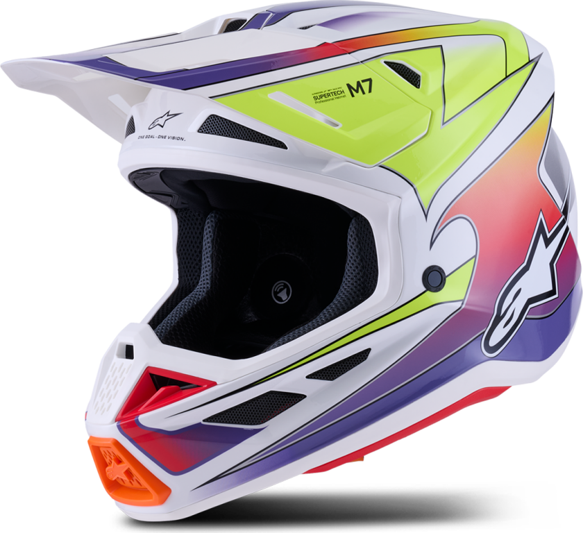 Crosshjelm Alpinestars SM7 Fuse Hvit/Gul/LillaS