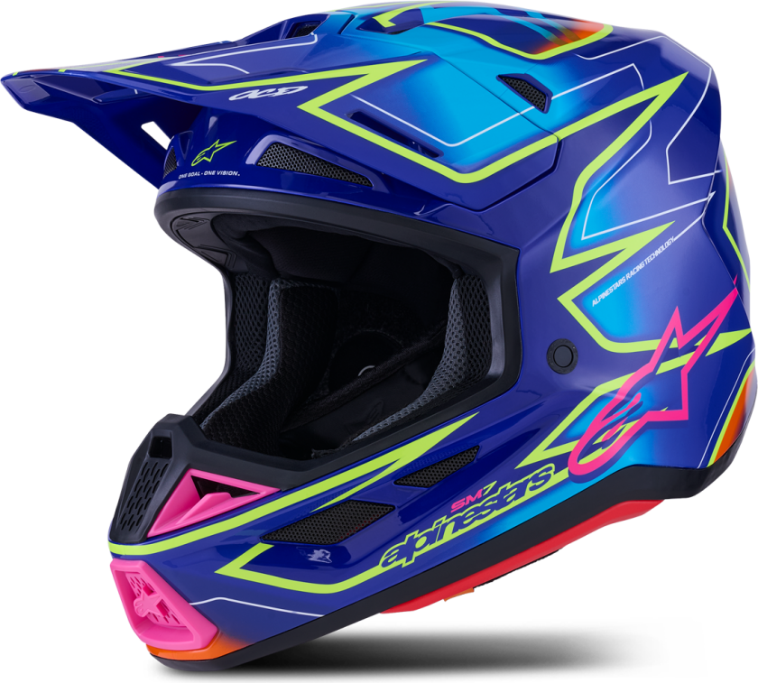 Crosshjelm Alpinestars SM7 Cast Blå/Rosa/GulS