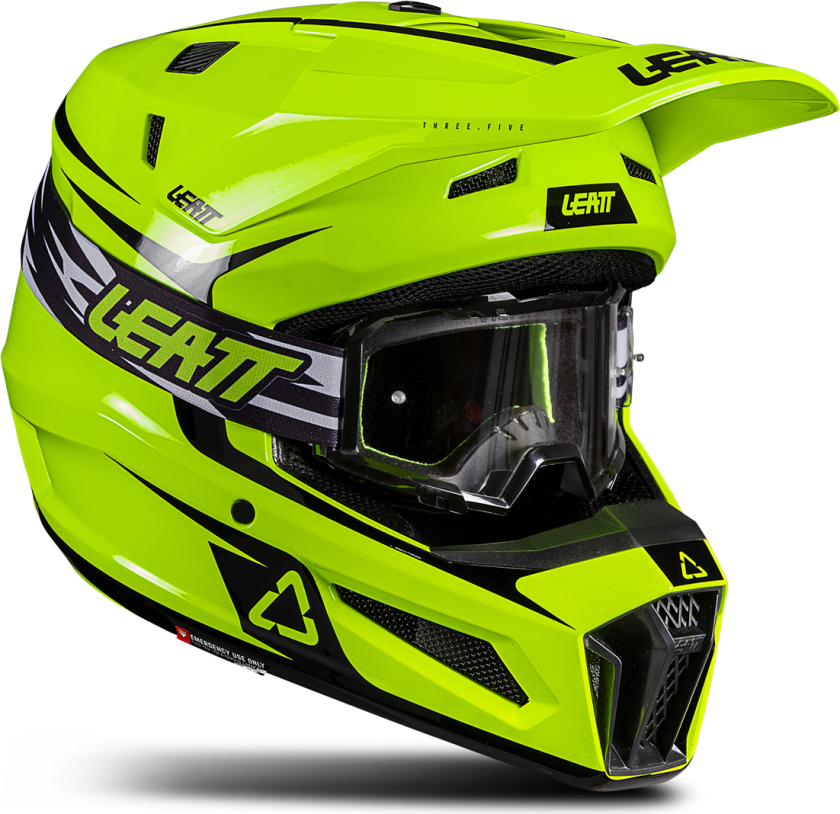 Crosshjelm Kit Leatt Moto 3.5 V26 Med Briller Cross NeongultL