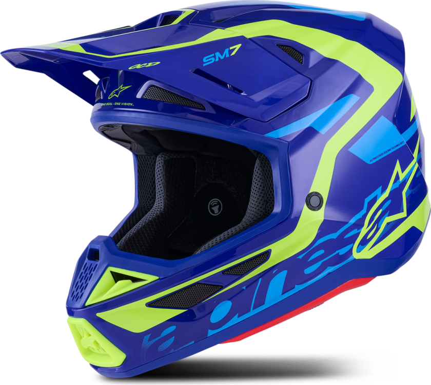 Crosshjelm Alpinestars SM7 Deed Blå/GulXXL