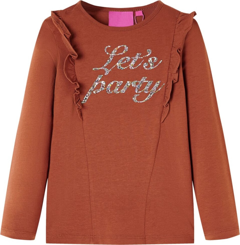 T-skjorte for barn med lange ermer konjakk 128