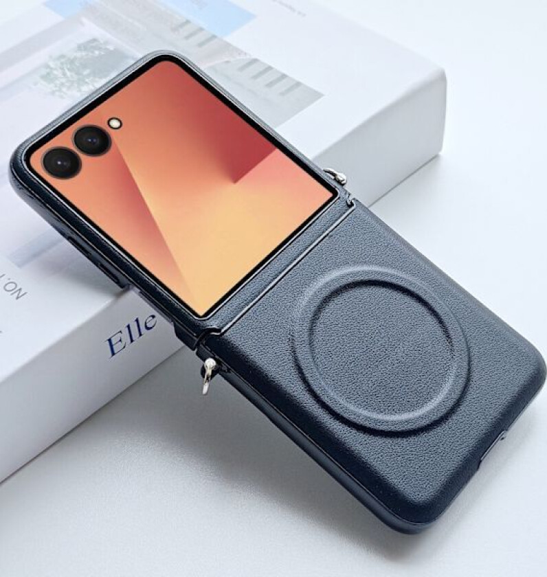 Samsung Z Flip 7 telefondeksel, hardt deksel med hengselbeskyttelse, svart