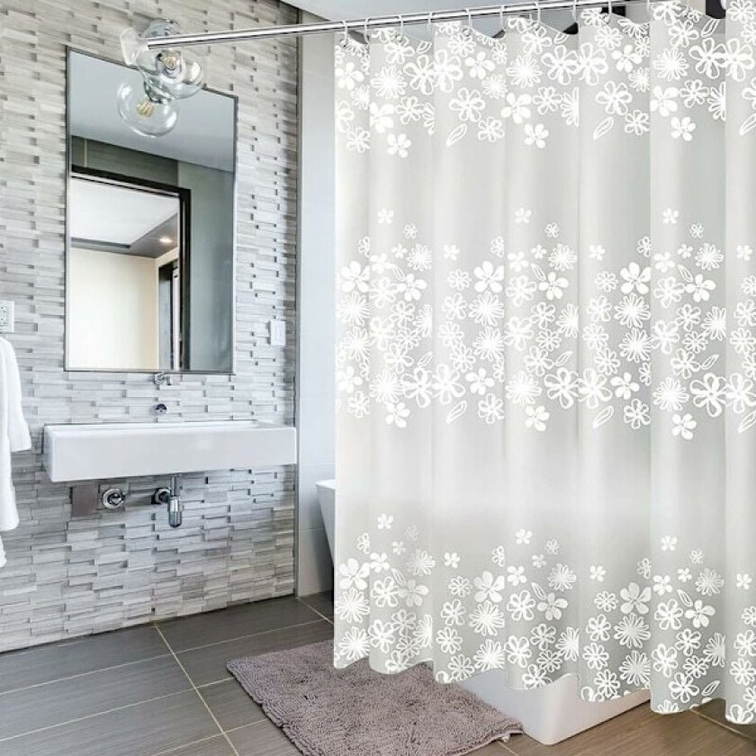 Dusjforheng 200x200cm med 14 kroker, muggbestandig antibakterielt vanntett vaskbart, for badekar baderom