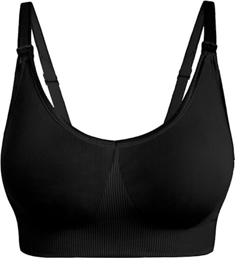 Myk justerbar trådløs bomullspush-up amme-BH - Svart