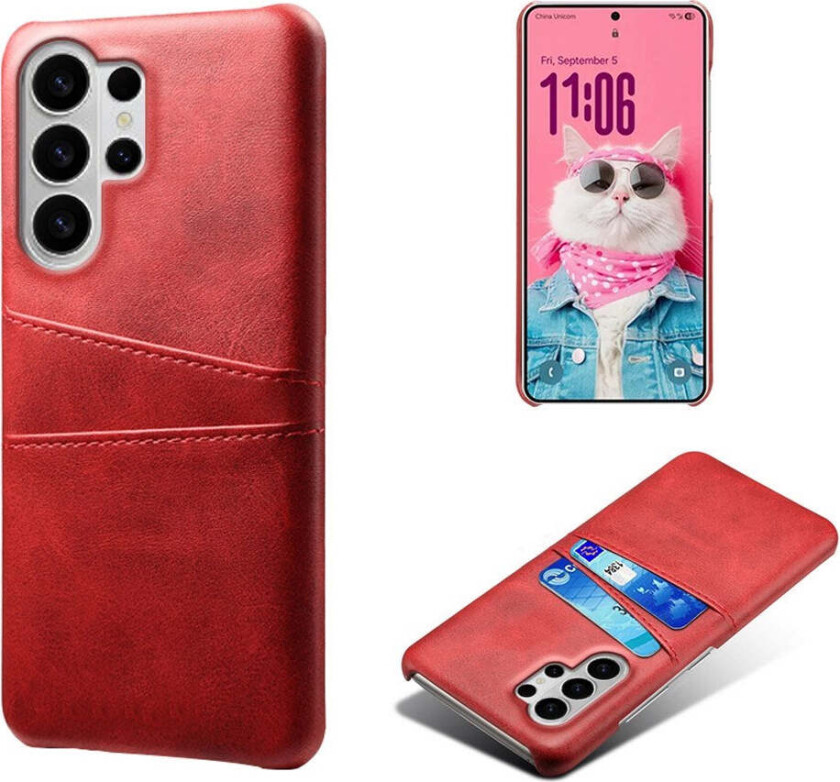 Samsung Galaxy S26 Ultra EIDERWOOD Kunstskinn Deksel m. Kortholder - Rød