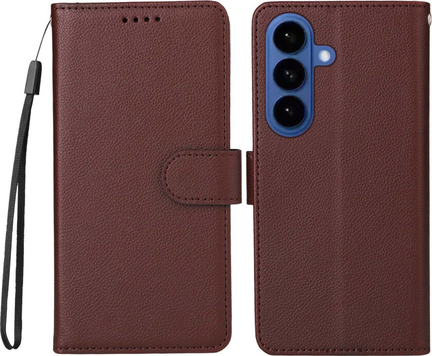 Samsung Galaxy S26 / S26 Pro EIDERWOOD Kunstskinn Flip Deksel m. Strop - Brun