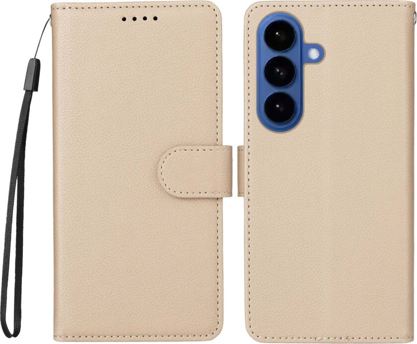 Samsung Galaxy S26 / S26 Pro EIDERWOOD Kunstskinn Flip Deksel m. Strop - Beige