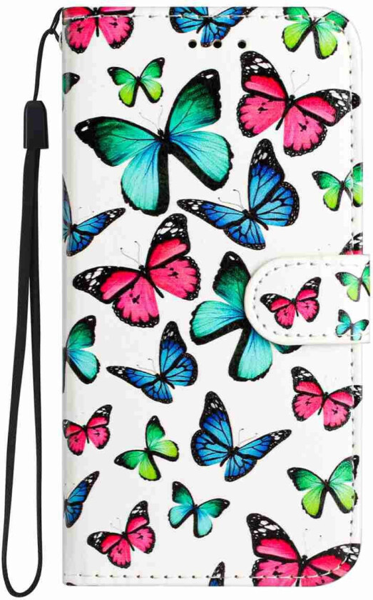 Samsung Galaxy A57 EIDERWOOD Kunstskinn Flip Deksel m. Mønster & Stropp - Sommerfugler