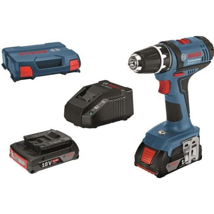 GSR 18-2-LI Professional - Drill/driver - trådløs - 2 hastigheter - nøkkelfri borhylse 10 mm - 38 N·m - 2 batterier - 18 V