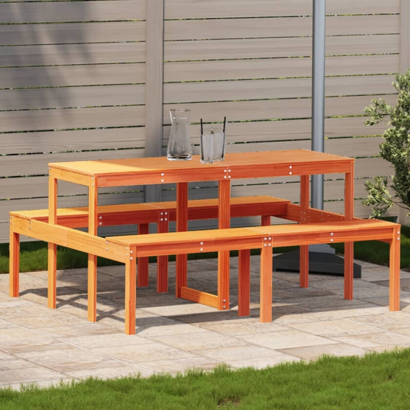 Bilde av Piknikbord voksbrun 160x134x75 cm heltre furu