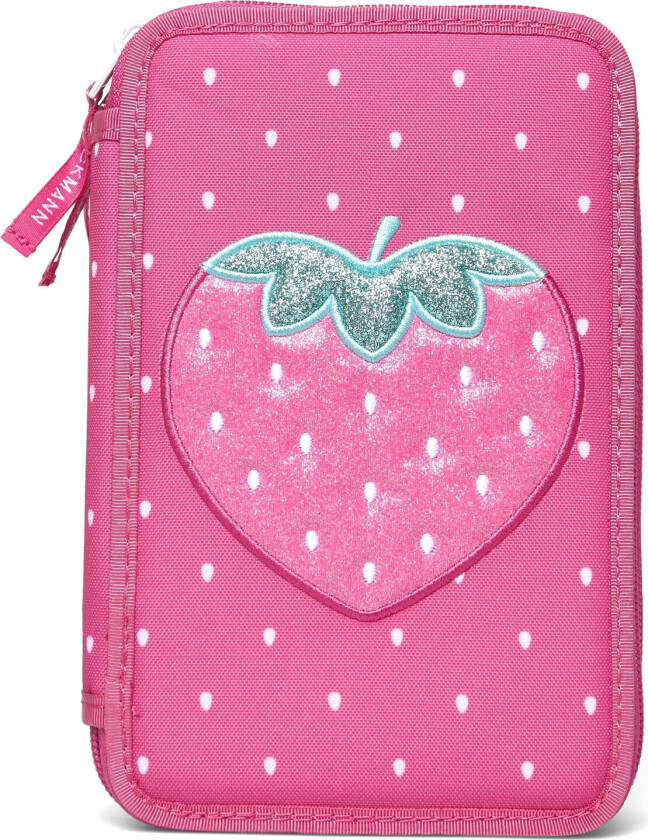 Three Section Pencil Case With Content, Strawberry - Pink - ONE SIZE