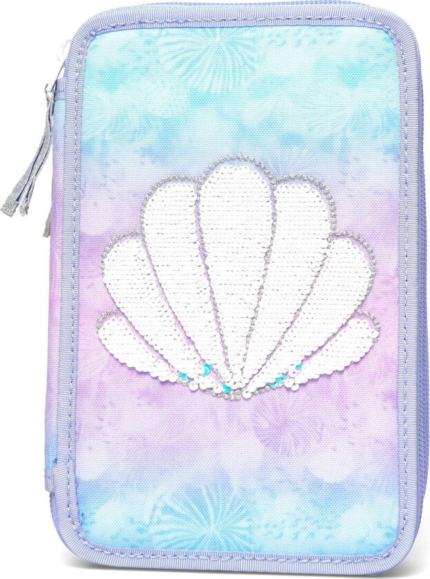 Three Section Pencil Case With Content, Seashell - Purple - ONE SIZE