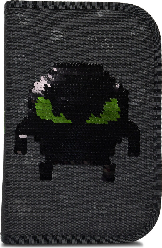 Single Section Pencil Case With Content, Pixel - Black - ONE SIZE