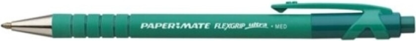 Flexgrip Ultra, Klips, Uttrykkbar kulepenn med hengefeste, Grønn, 12 stykker, Medium