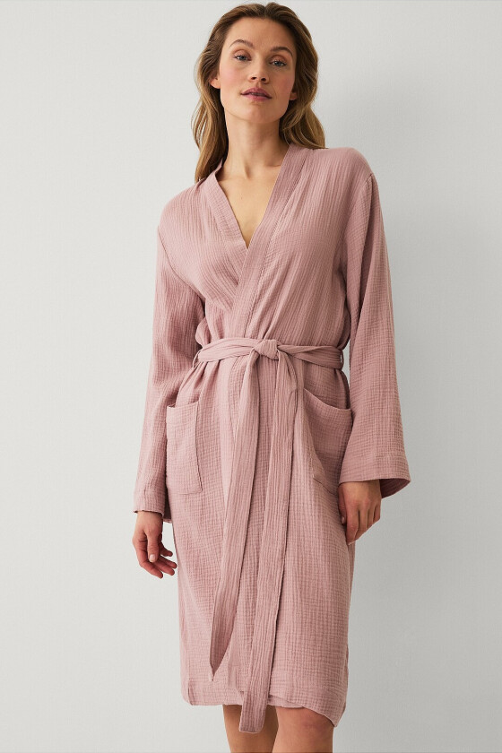 Morgenkåpe i musselin - Rosa