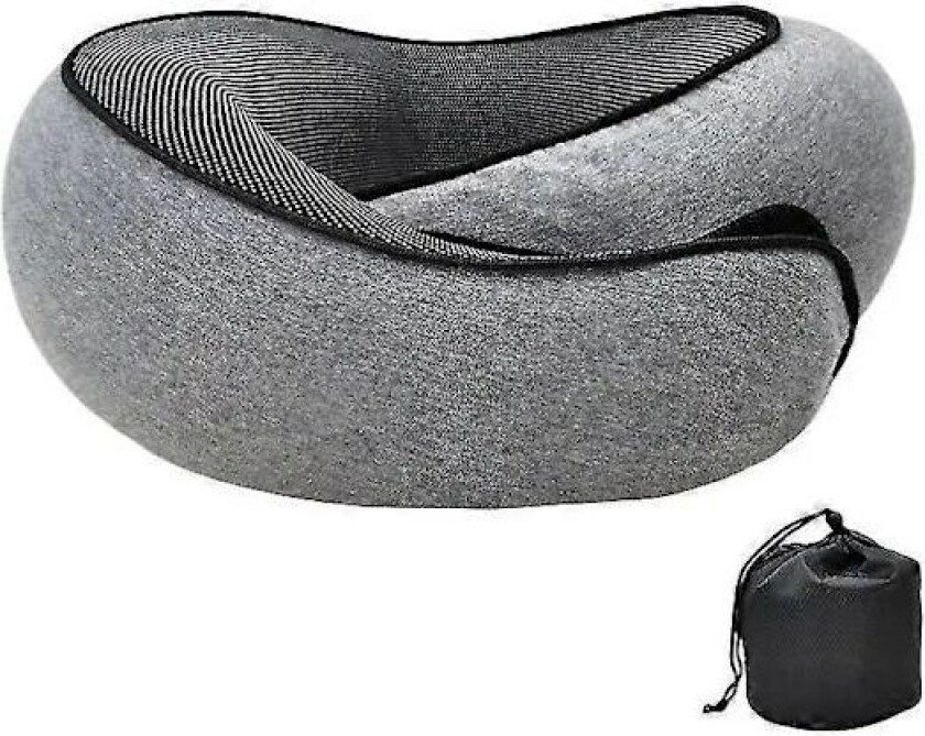 Reise Nakkepute U-formet Memory Foam Nakkeputer Massasje Nakkepute Sovende Flypute Cervikal Helsevesenpute mørkegrå
